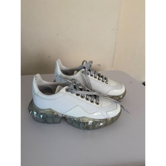 Jimmy Choo Womens Size EU 36 US 6 Trainers Diamond White Tan Leather Sneakers - Picture 3 of 12